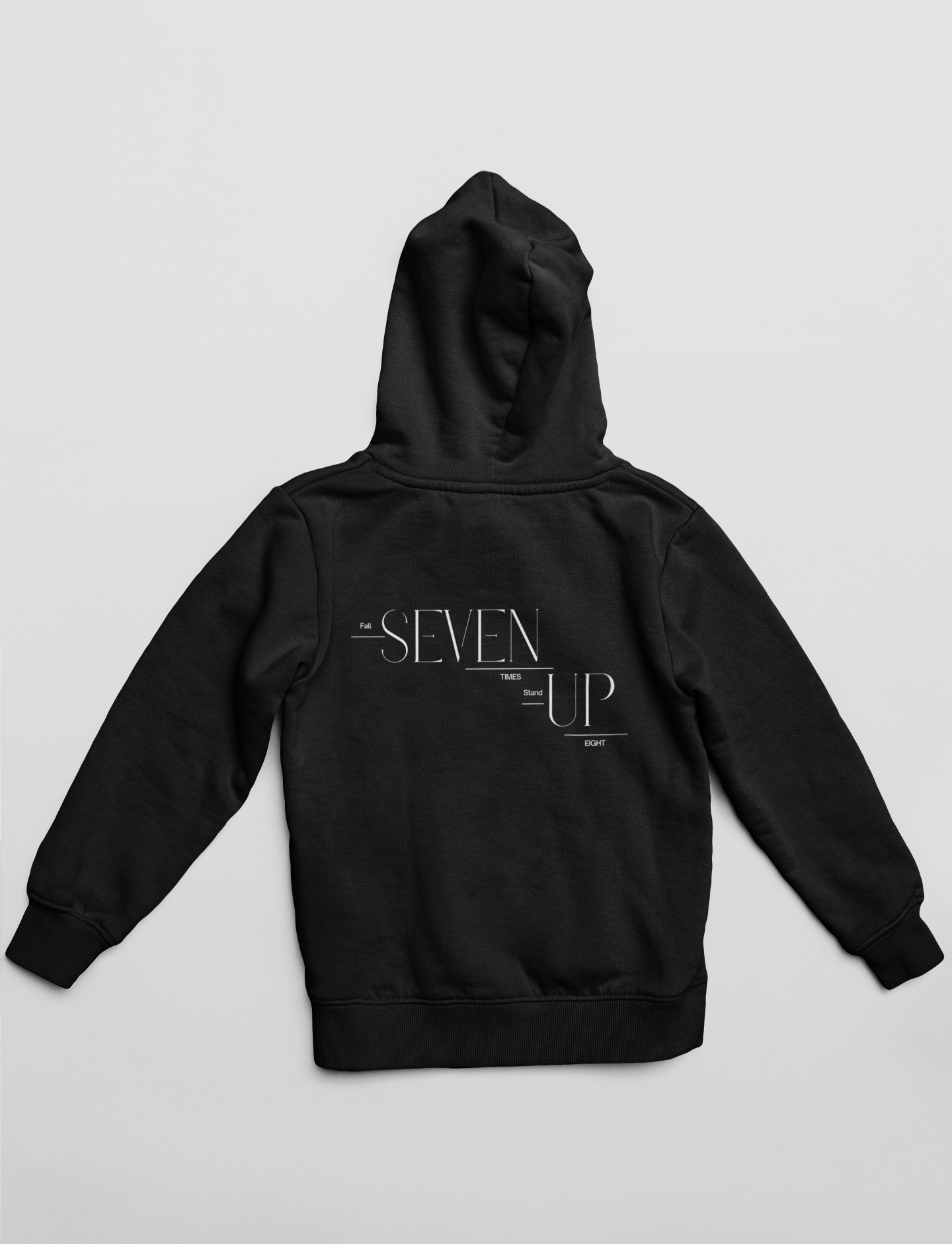 Fall Seven Times, Stand Up Eight Back Print Hoodie | Motivational VII-VIII Pullover