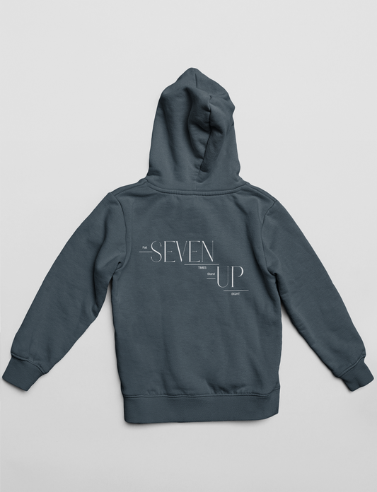Fall Seven Times, Stand Up Eight Back Print Hoodie | Motivational VII-VIII Pullover