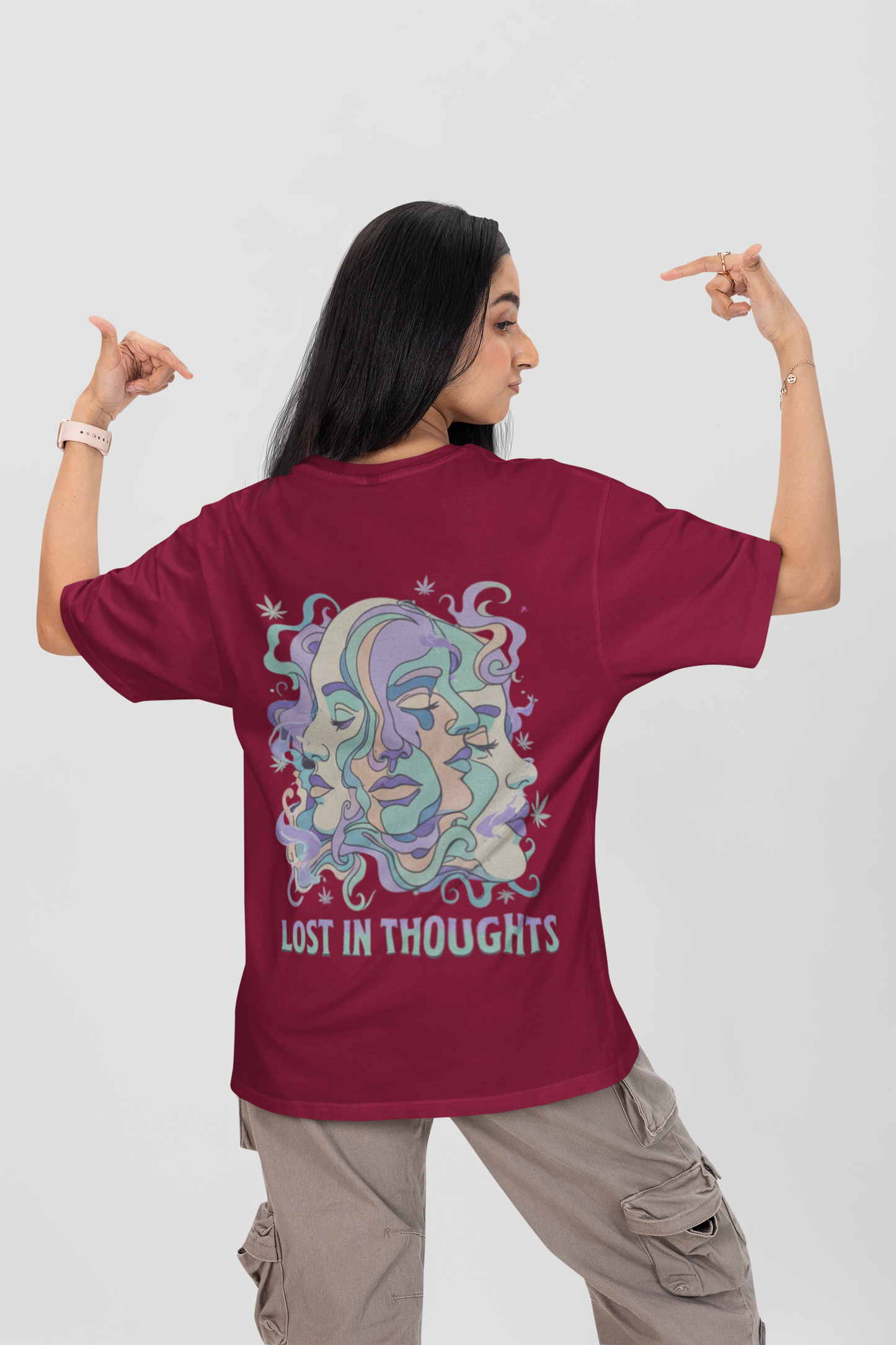 'Lost in Thoughts' Oversized Graphic Tee | Psychedelic Streetwear-Mysoul