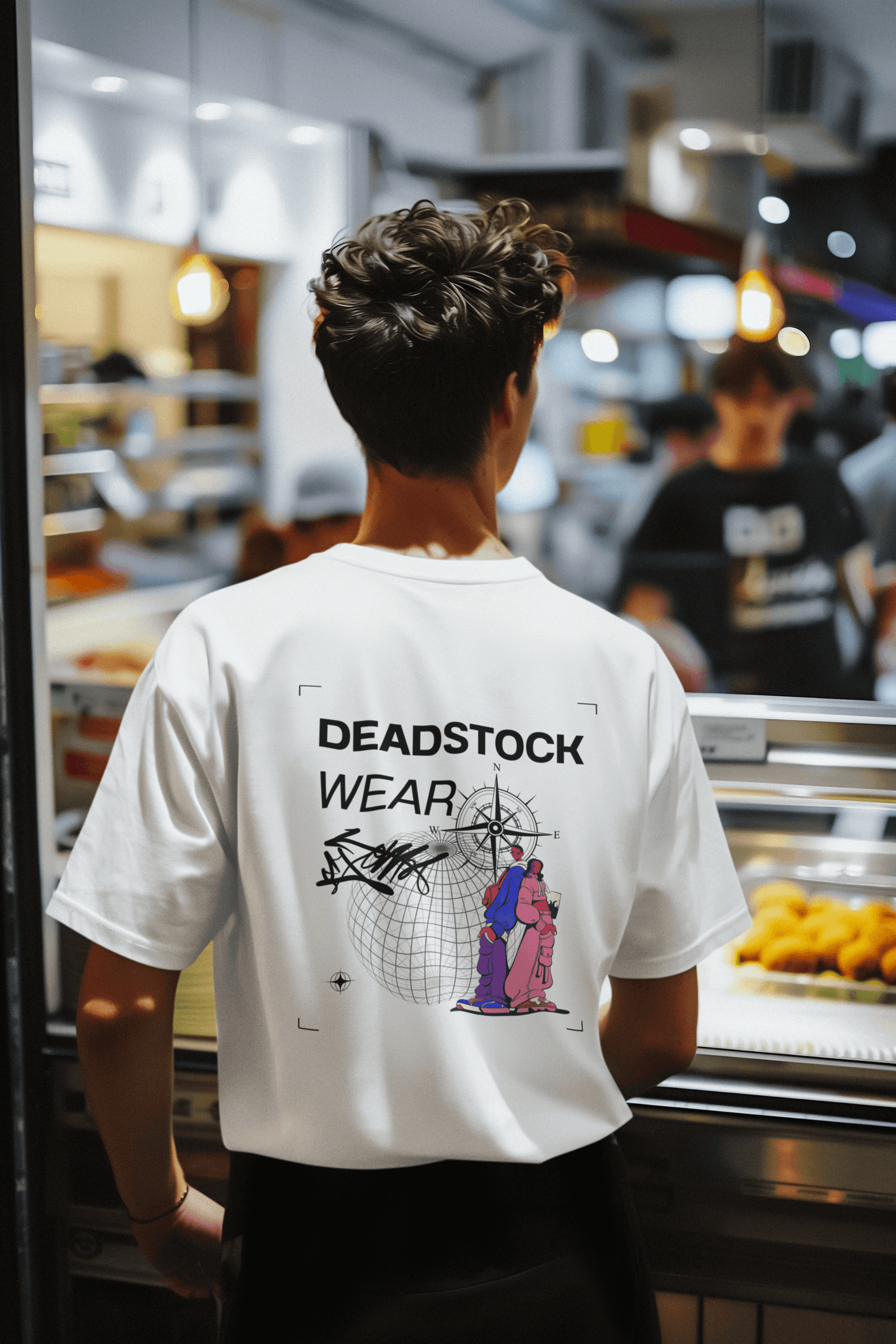 Vintage Street Art Globe & Figures T-Shirt | DEADSTOCK WEAR