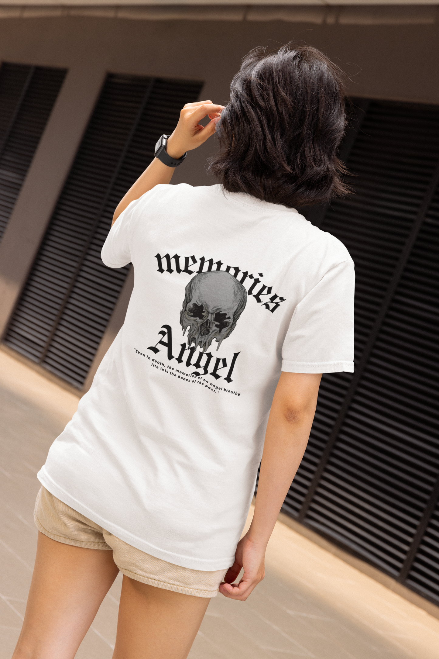 Memories Angel T-Shirt for Men | Gothic Skull Print | Trendy Streetwear Polyester Half Sleeve Round Neck Tee