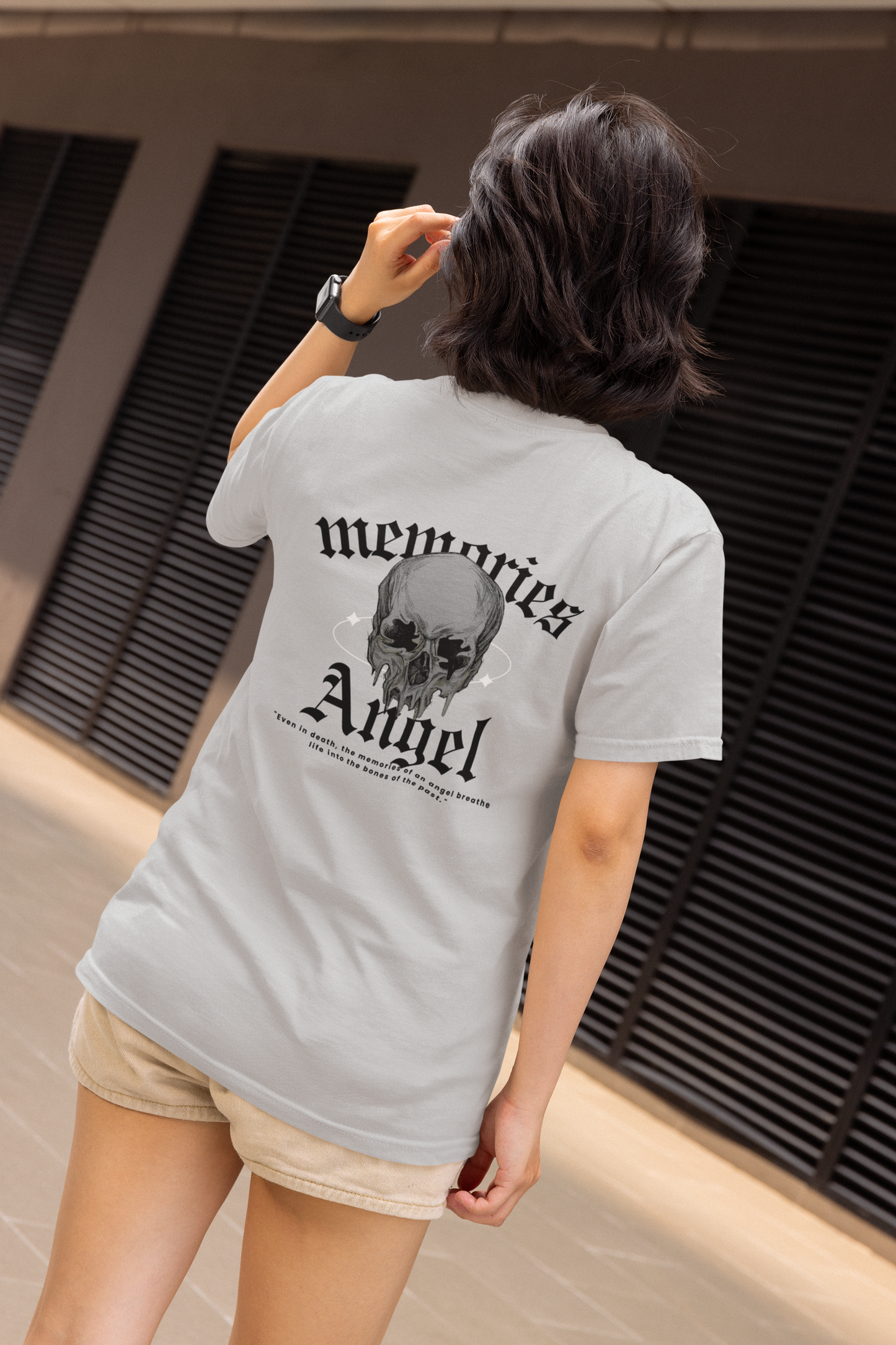 Memories Angel T-Shirt for Men | Gothic Skull Print | Trendy Streetwear Polyester Half Sleeve Round Neck Tee