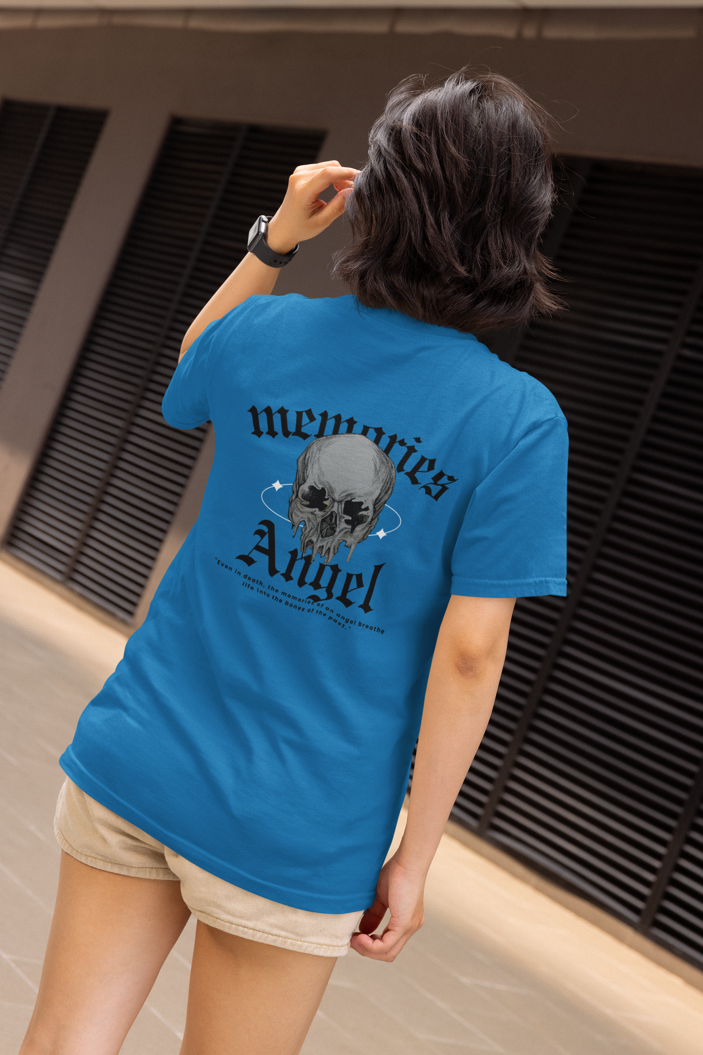 Memories Angel T-Shirt for Men | Gothic Skull Print | Trendy Streetwear Polyester Half Sleeve Round Neck Tee