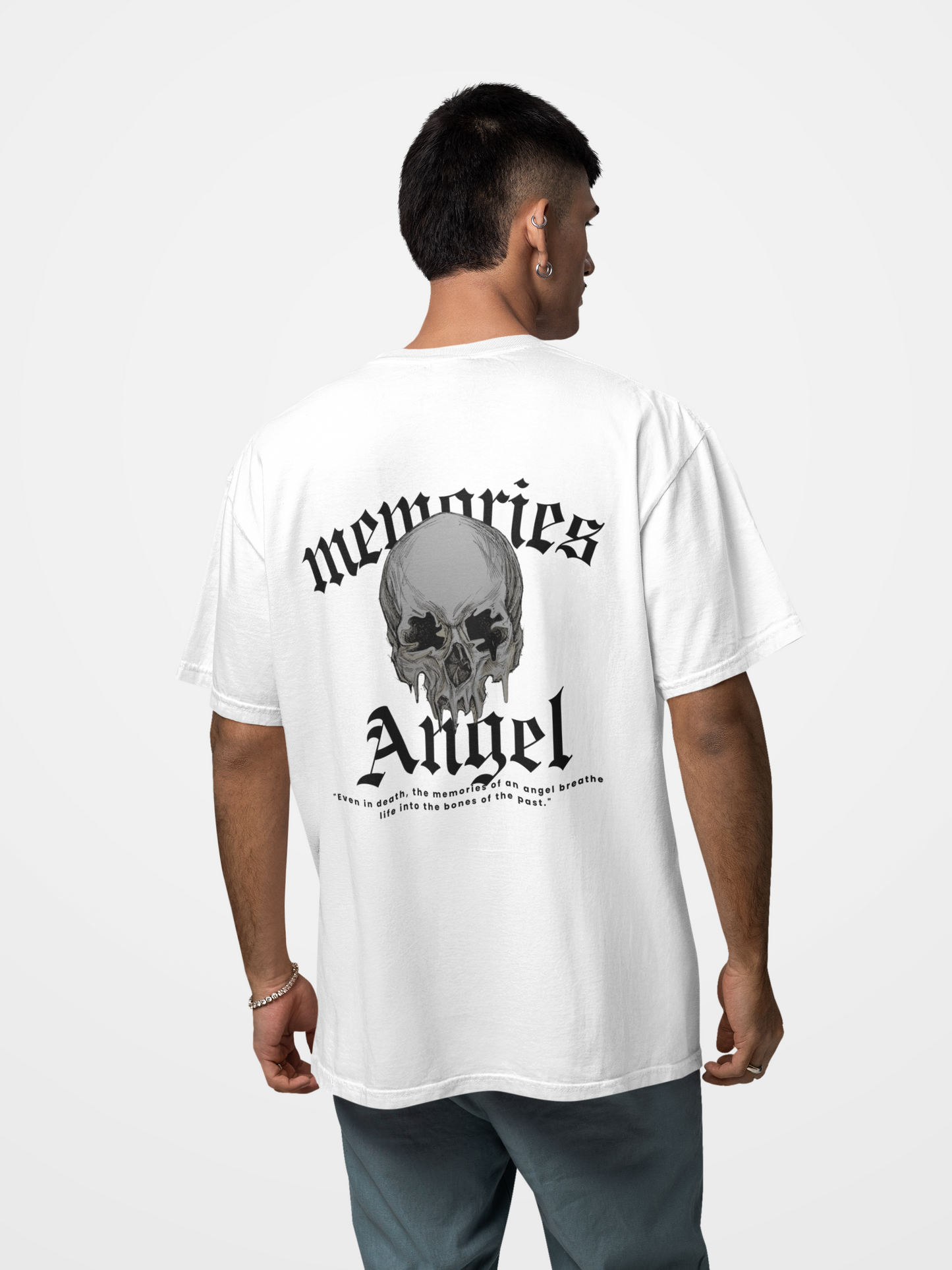 Memories Angel T-Shirt for Men | Gothic Skull Print | Trendy Streetwear Polyester Half Sleeve Round Neck Tee