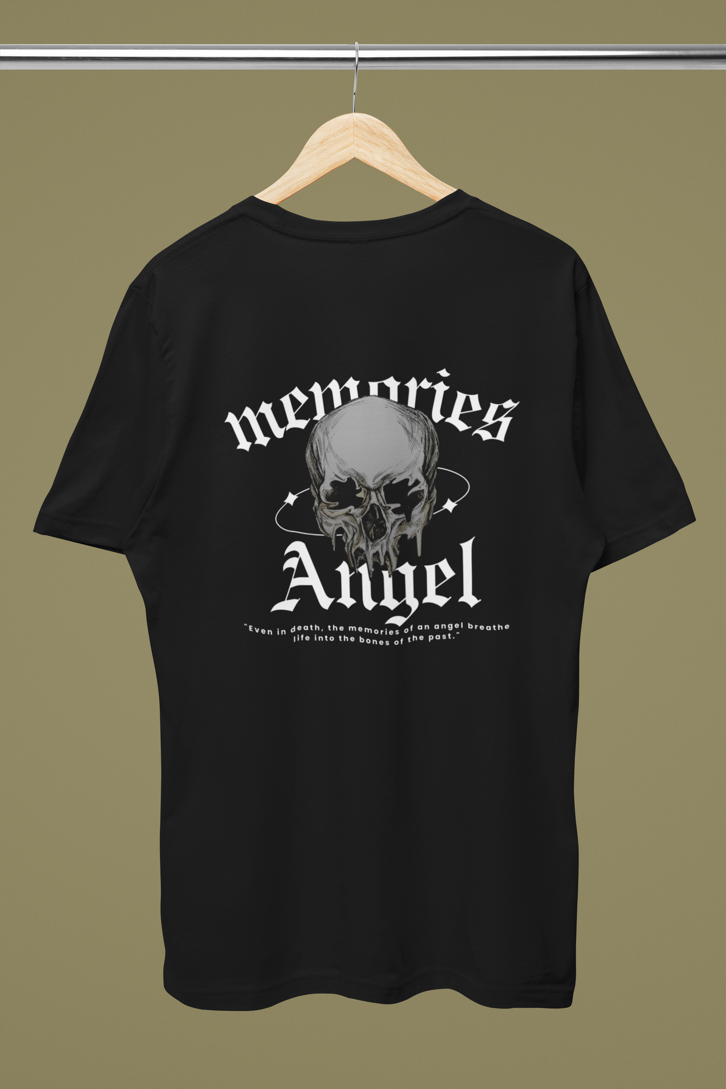 Memories Angel T-Shirt for Men | Gothic Skull Print | Trendy Streetwear Polyester Half Sleeve Round Neck Tee