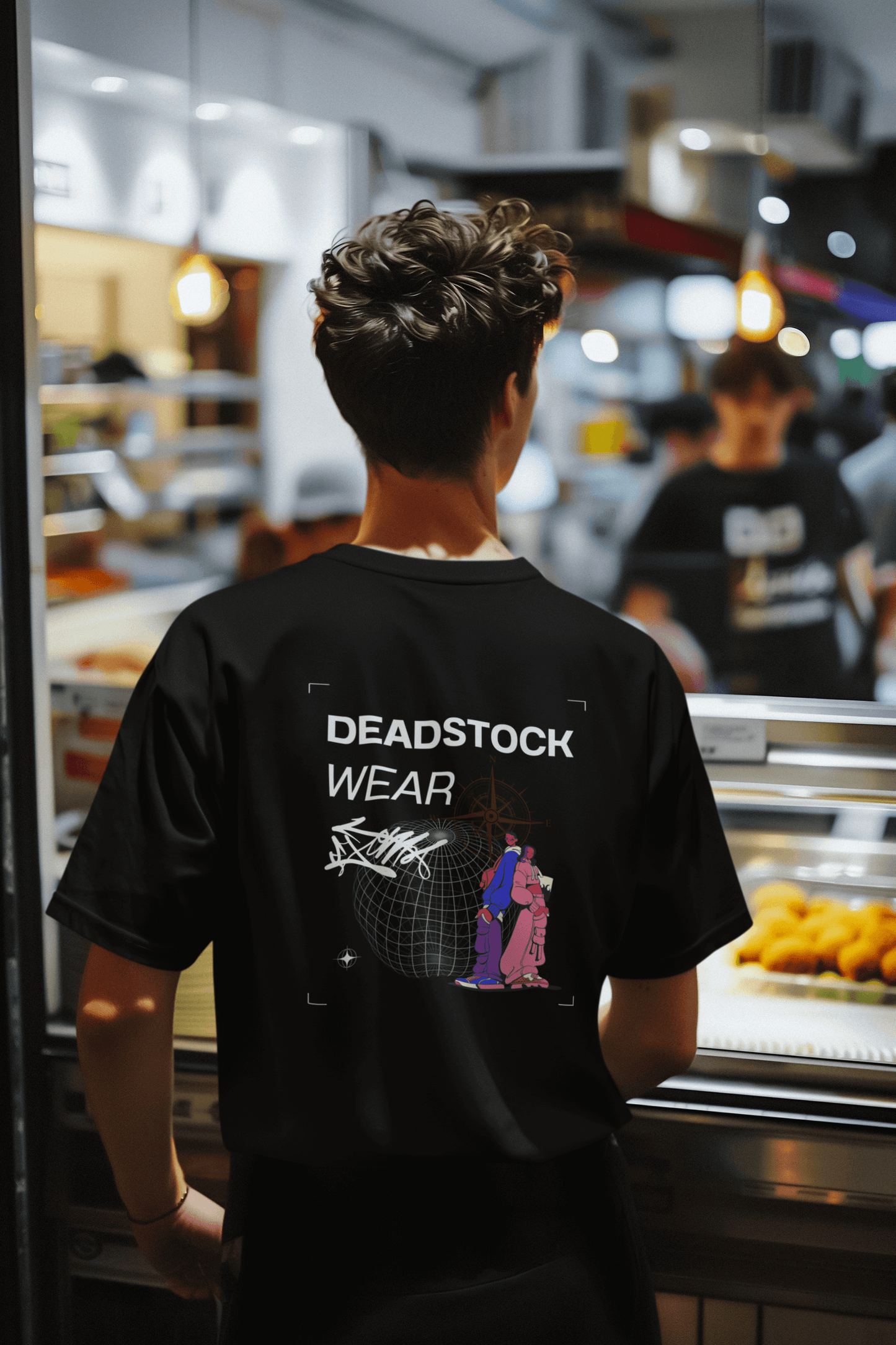 Vintage Street Art Globe & Figures T-Shirt | DEADSTOCK WEAR