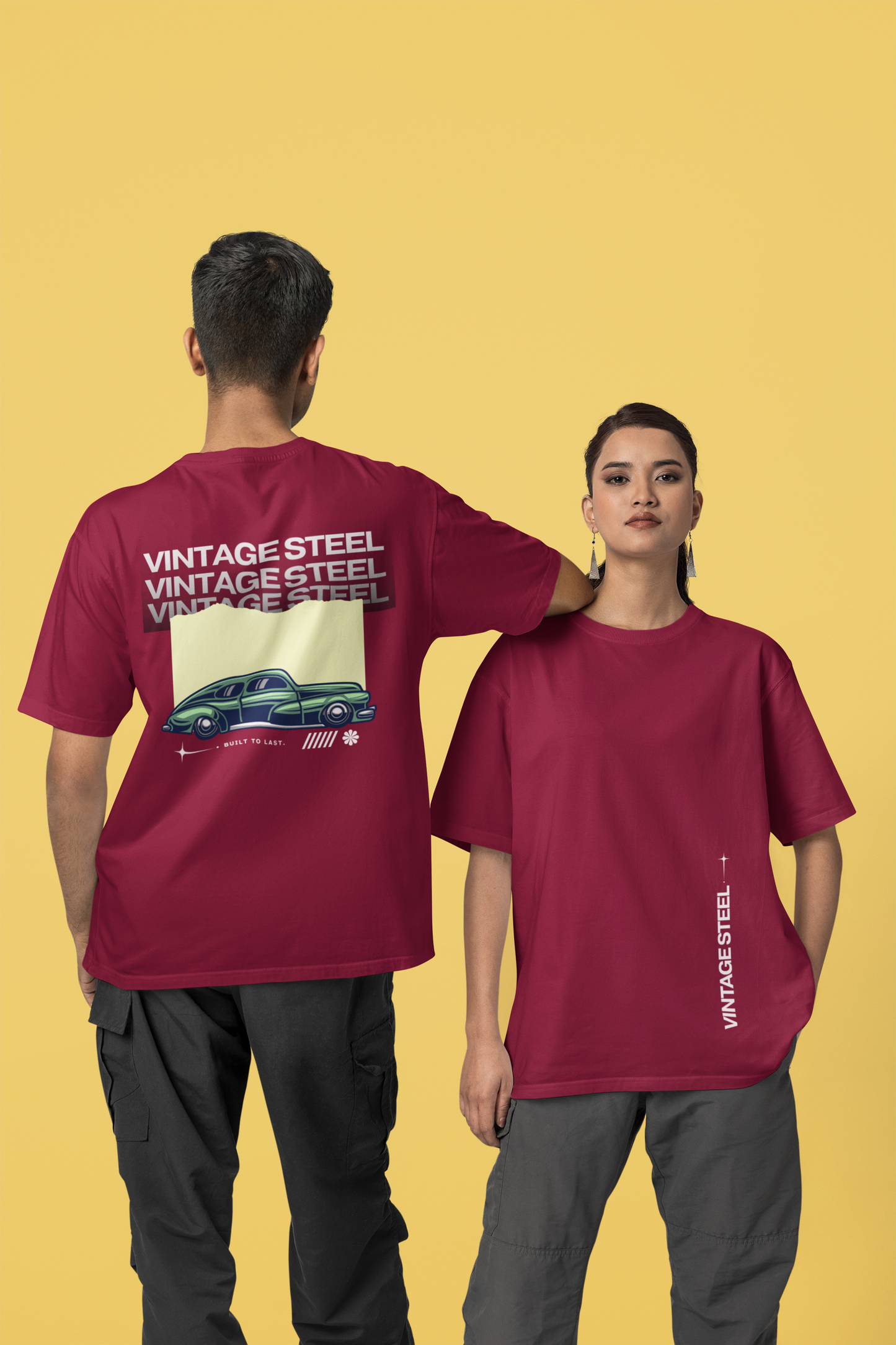 VINTAGE STEEL Classic Car Back Print T-Shirt | Worn to Last