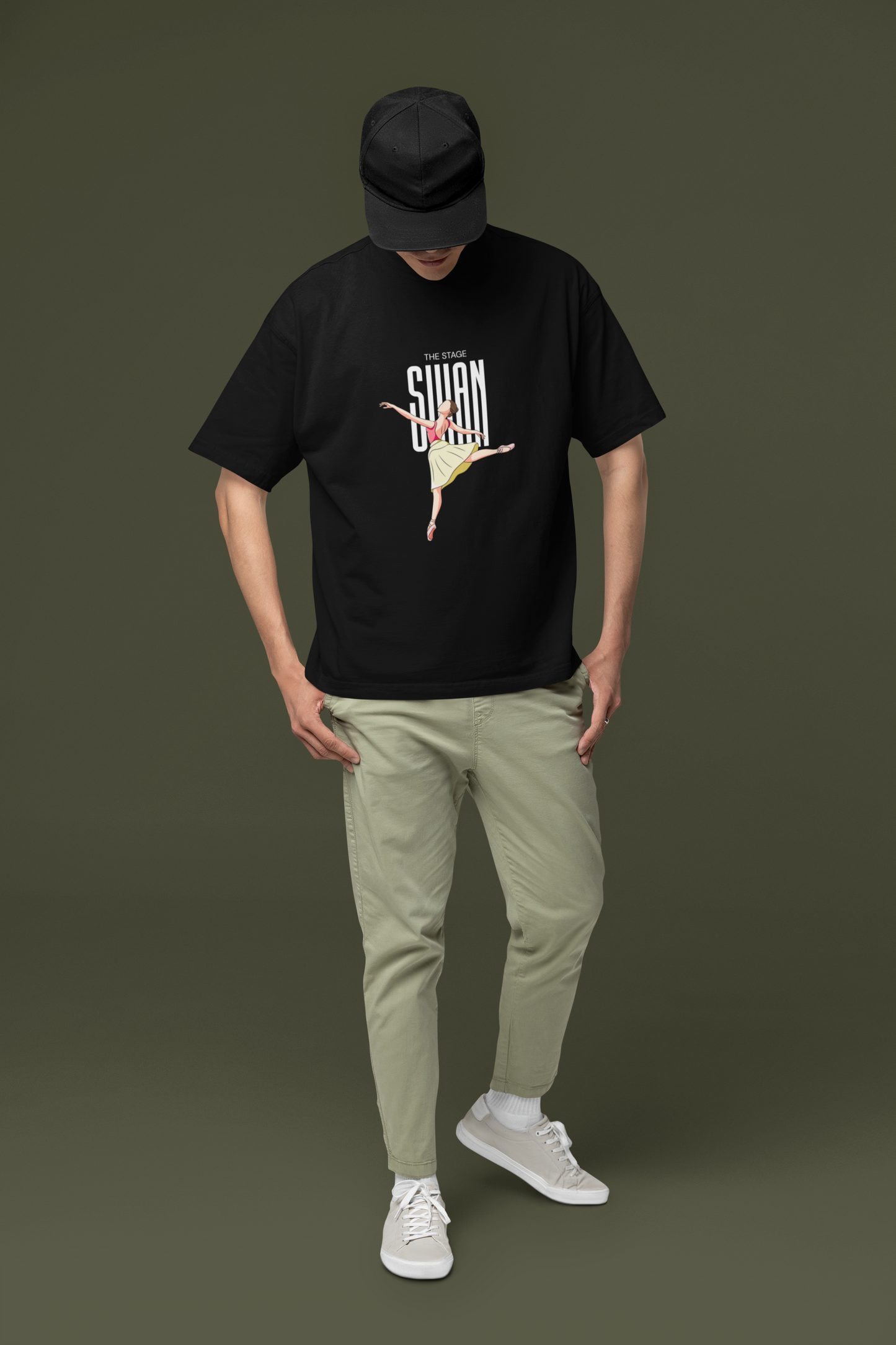 THE STAGE SWAN Ballet Dancer Graphic T-Shirt | Elegant Dancewear Tee