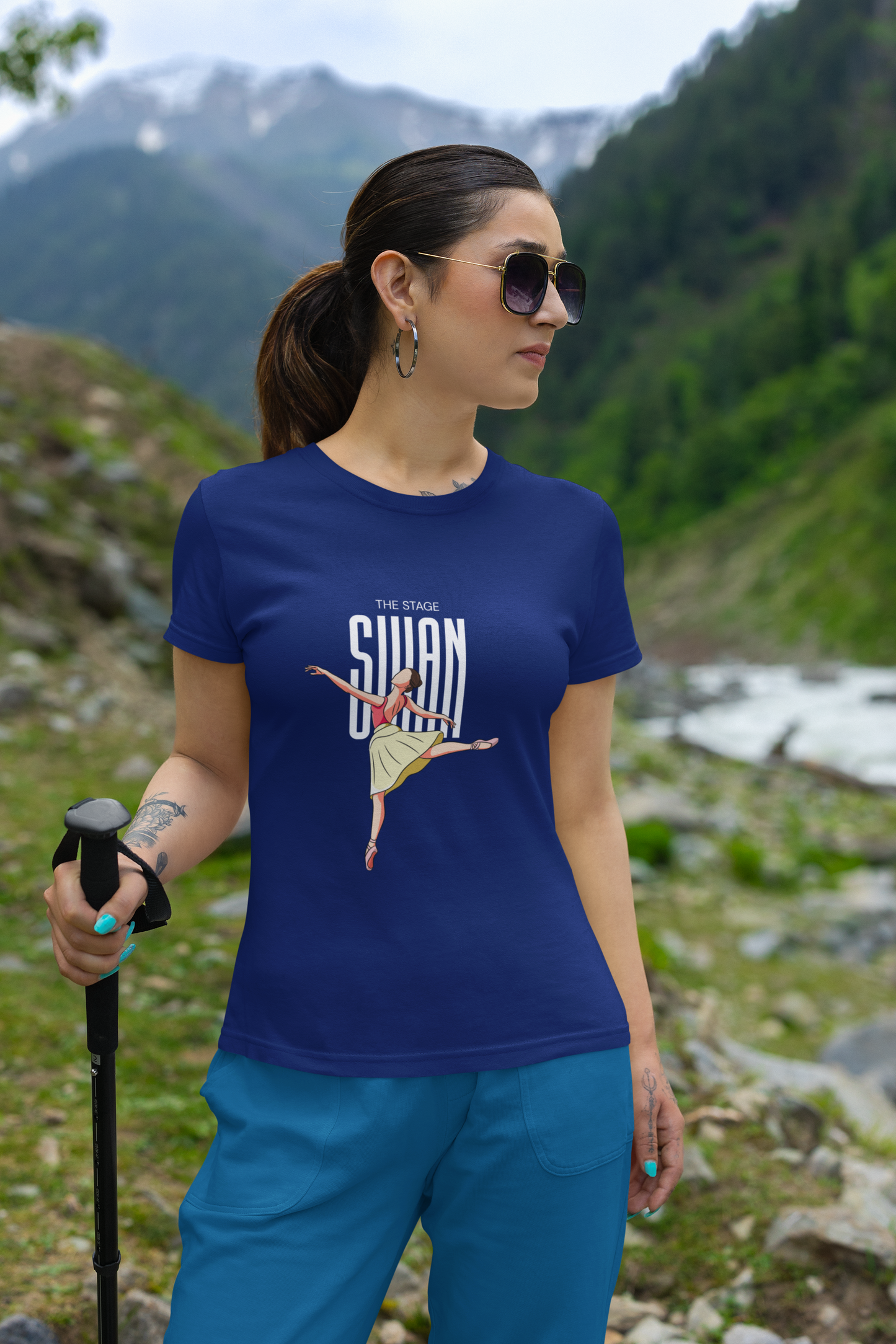 THE STAGE SWAN Ballet Dancer Graphic T-Shirt | Elegant Dancewear Tee