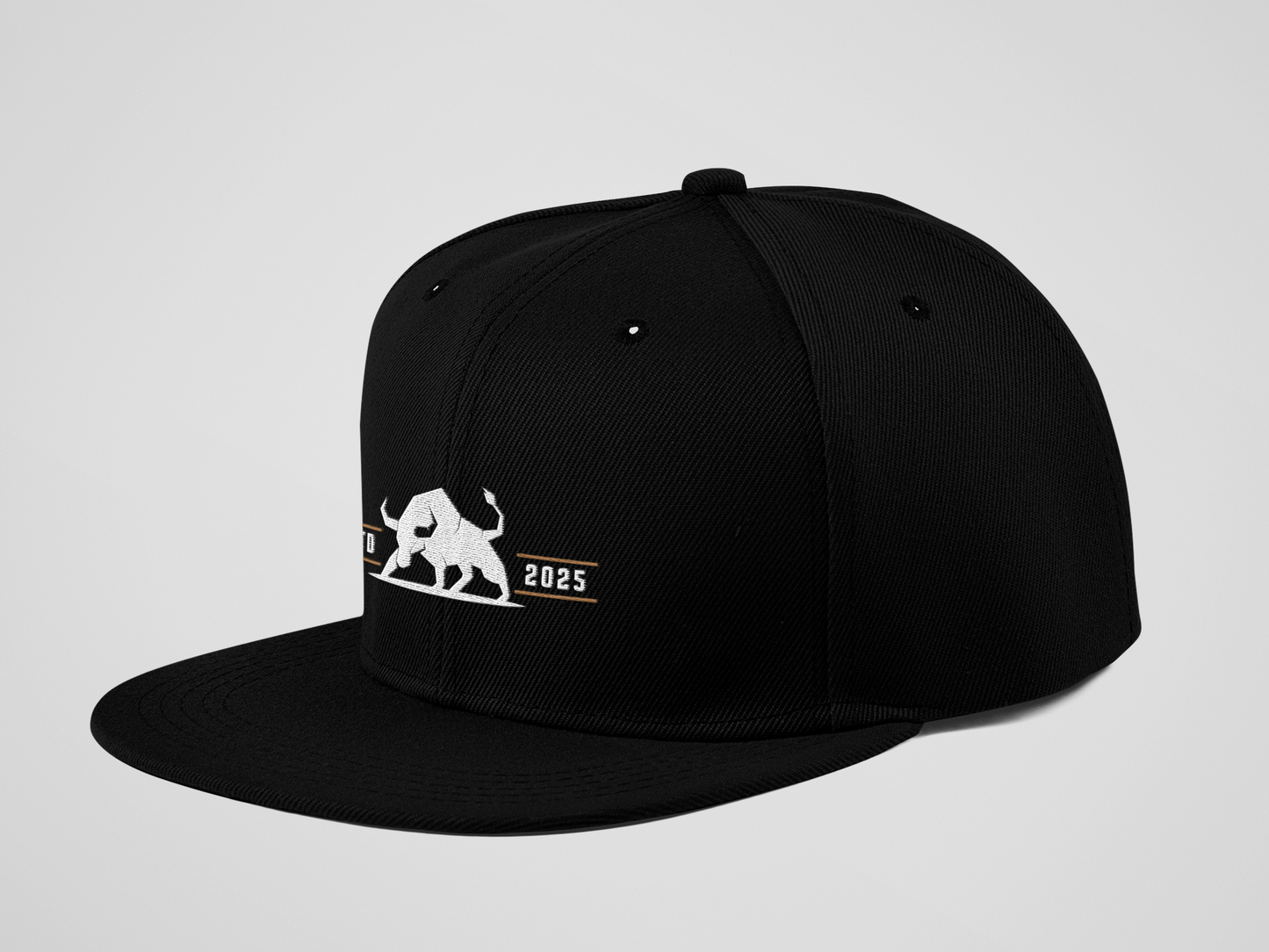 Alpha Bull Est. 2025 Snapback Cap | Black Flat Brim Hat with Aggressive Logo