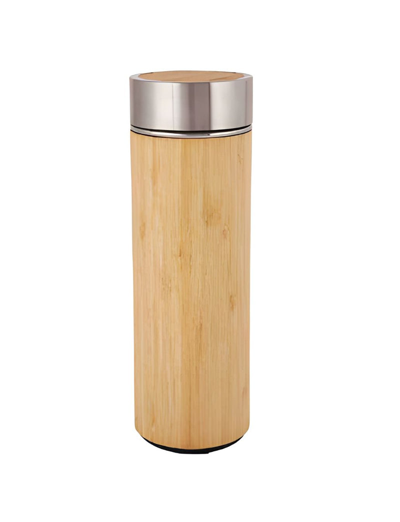 Zen Bamboo Infuser Flask  Natural Bamboo Exterior & Double-Wall Stainless Steel