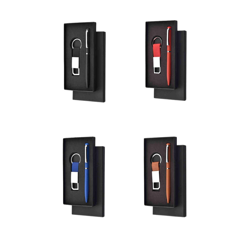 Executive Duo: Premium Matte Pen & Vegan Leather Keychain Gift Set