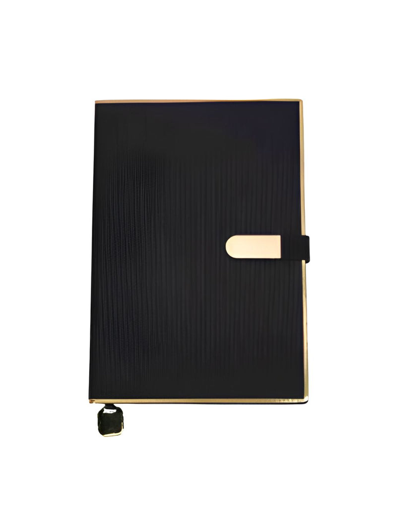 Premium Line-Textured Executive Diary  | Golden Border & Metallic Magnetic Strap