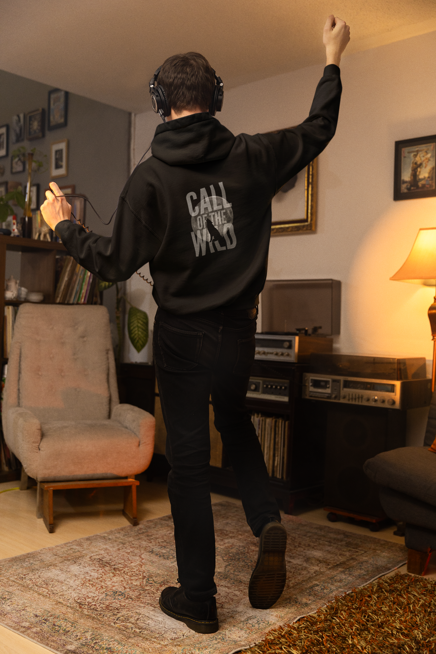Oversized Hoodie | 'Call of the Wild' Wolf Silhouette Print