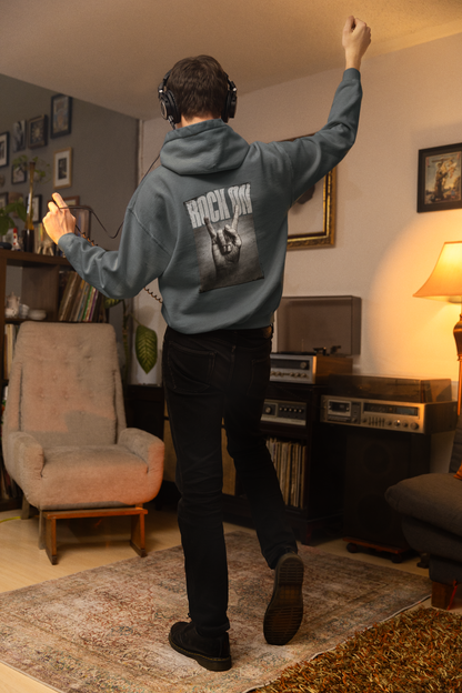 Oversized Hoodie | 'Rock On' Hand Sign Back Print
