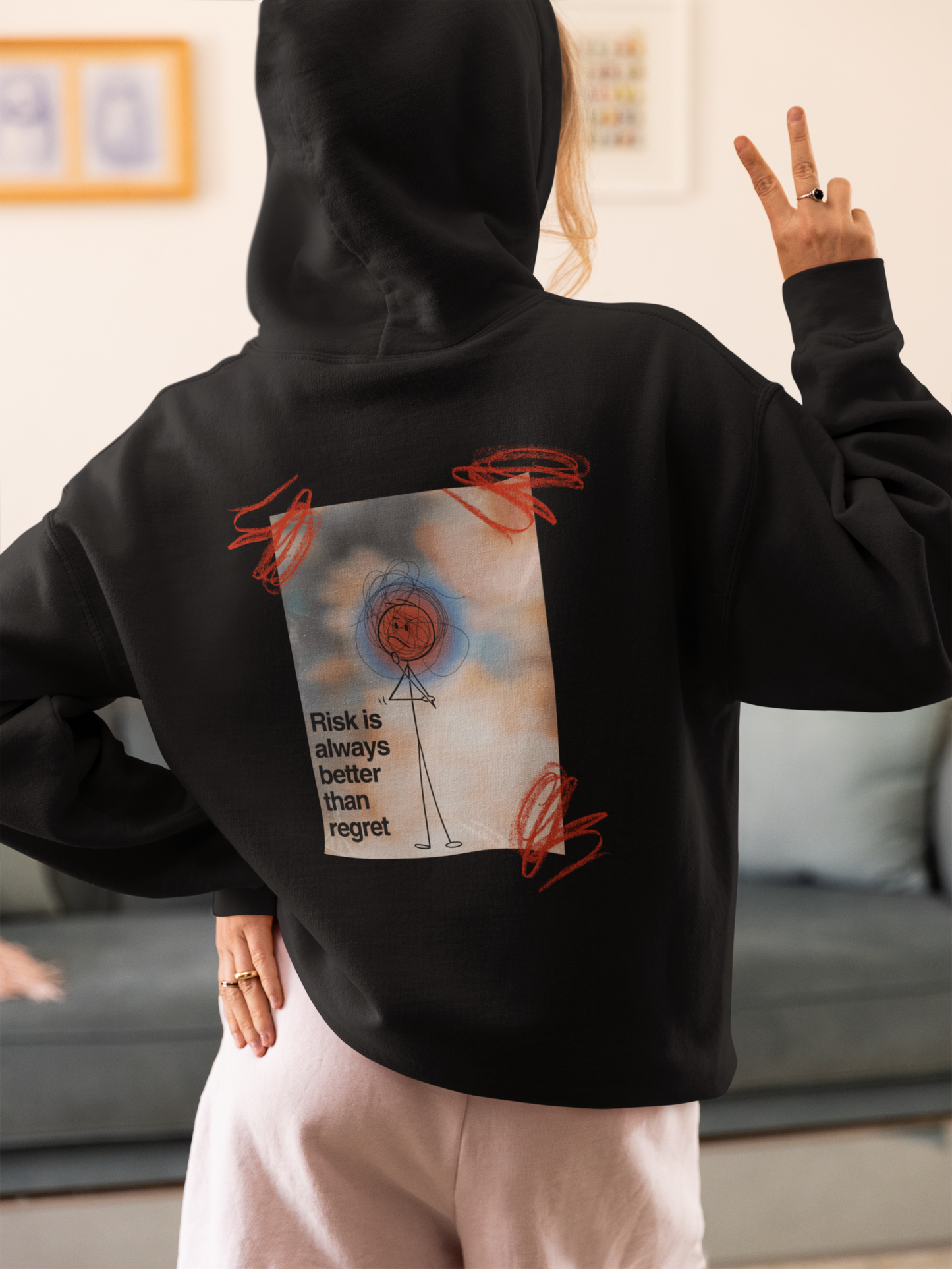 Oversized Hoodie | 'Risk is Always Better' Back Graphic