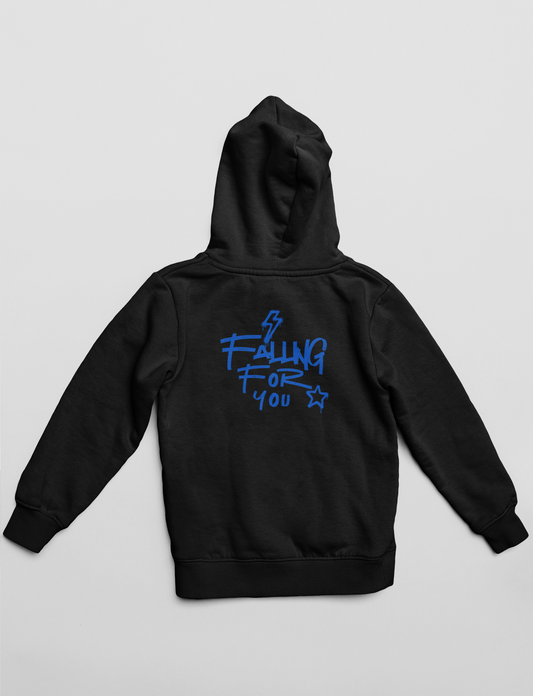 "Falling For You" Hoodie | Blue Lightning Love Message Pullover