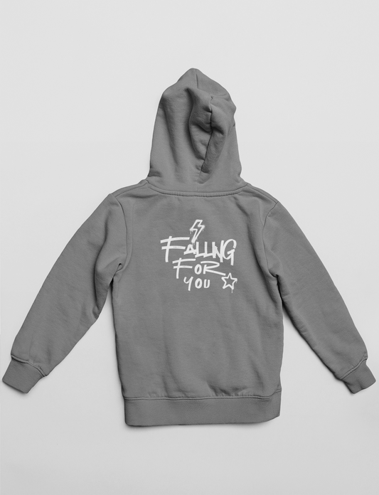 "Falling For You" Hoodie | Blue Lightning Love Message Pullover