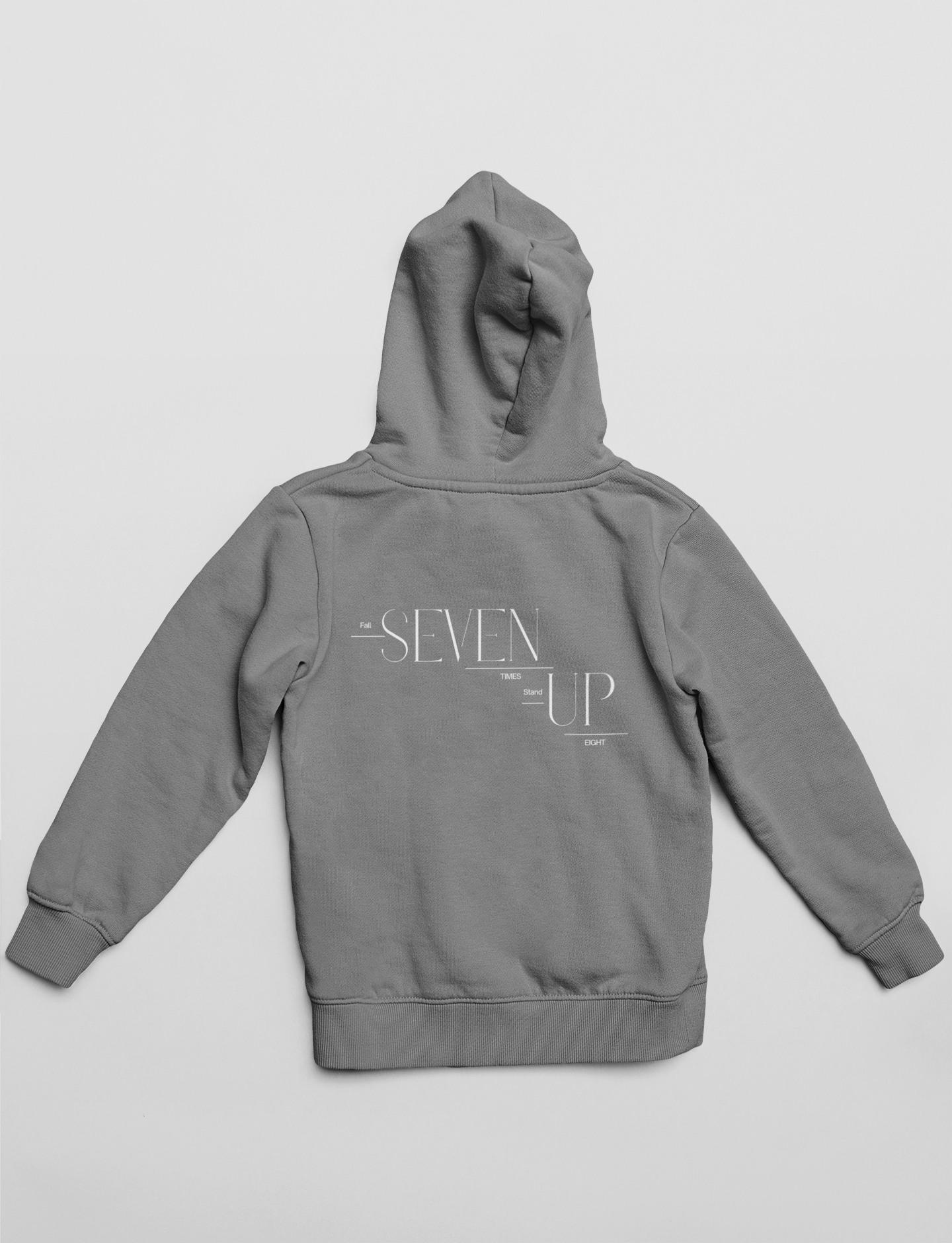 Fall Seven Times, Stand Up Eight Back Print Hoodie | Motivational VII-VIII Pullover