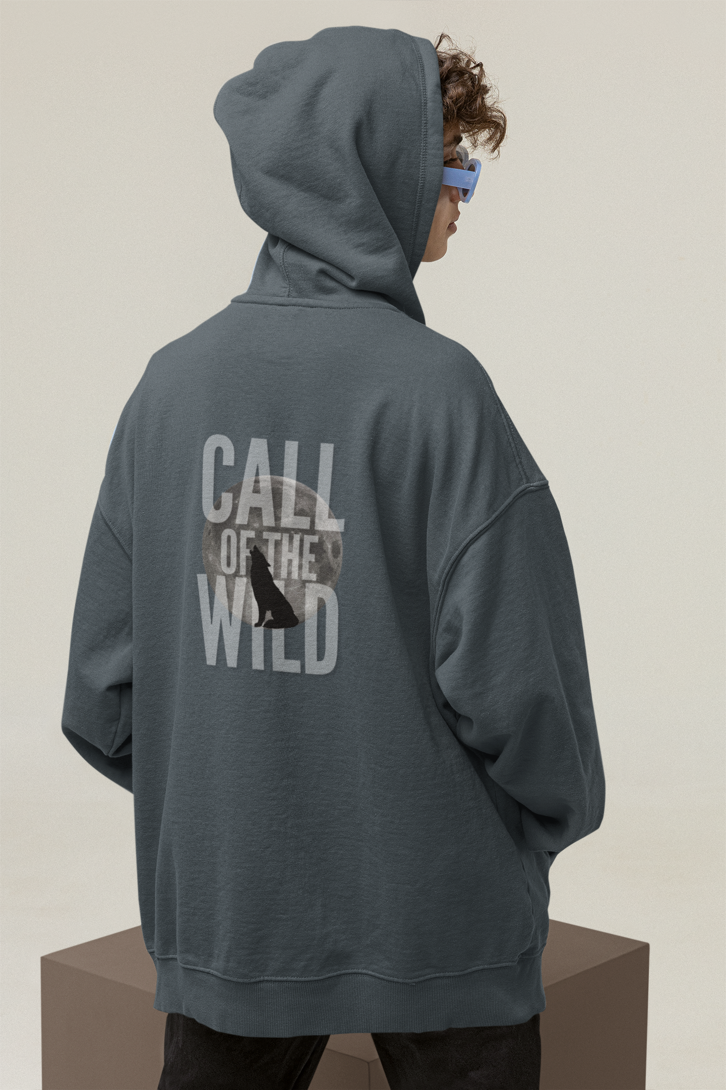 Oversized Hoodie | 'Call of the Wild' Wolf Silhouette Print