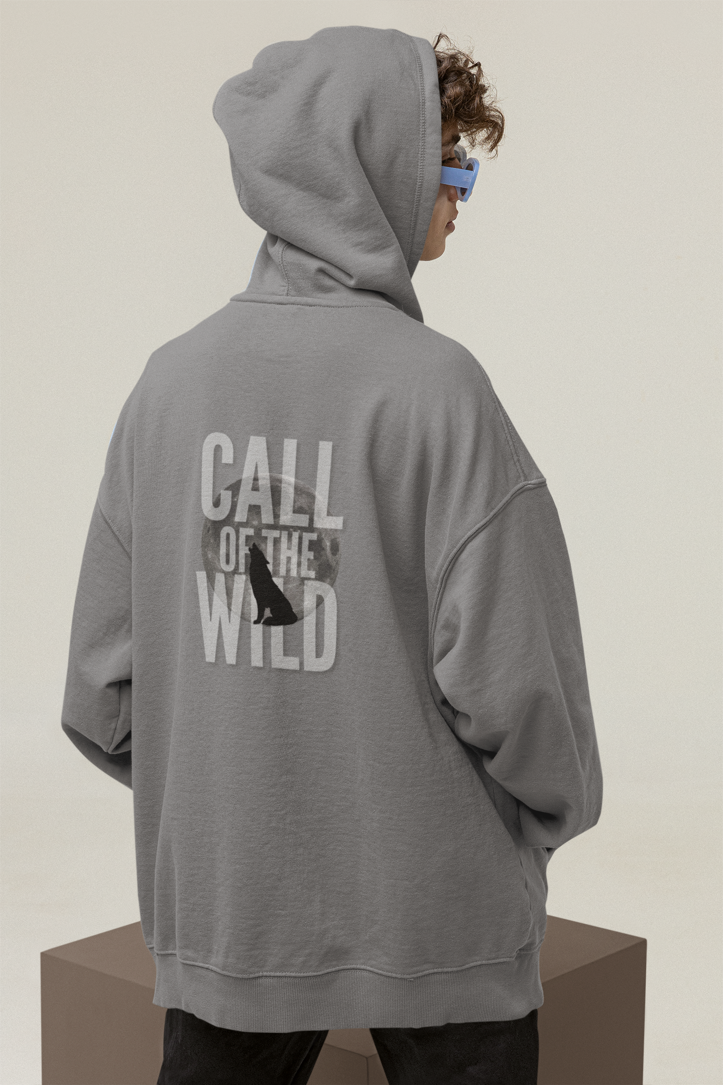 Oversized Hoodie | 'Call of the Wild' Wolf Silhouette Print