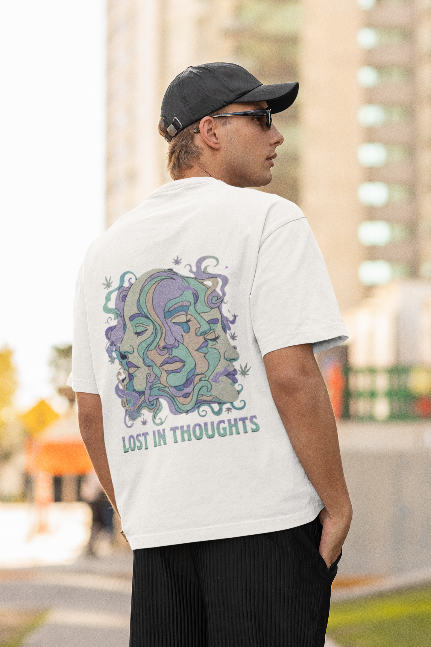 'Lost in Thoughts' Oversized Graphic Tee | Psychedelic Streetwear-Mysoul