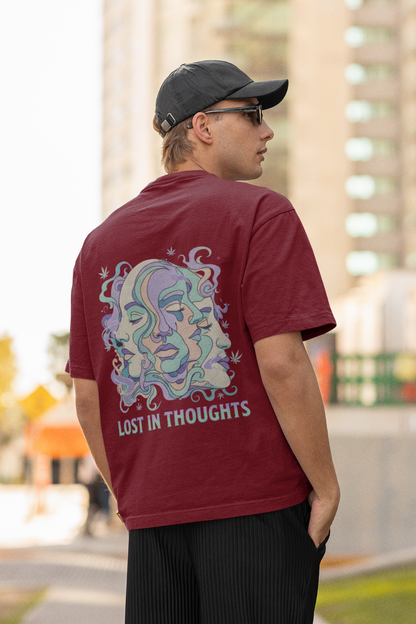 'Lost in Thoughts' Oversized Graphic Tee | Psychedelic Streetwear-Mysoul