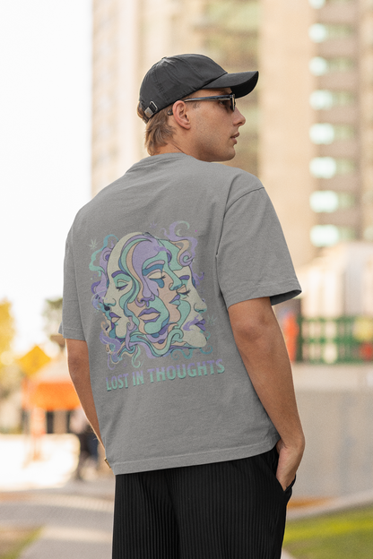 'Lost in Thoughts' Oversized Graphic Tee | Psychedelic Streetwear-Mysoul