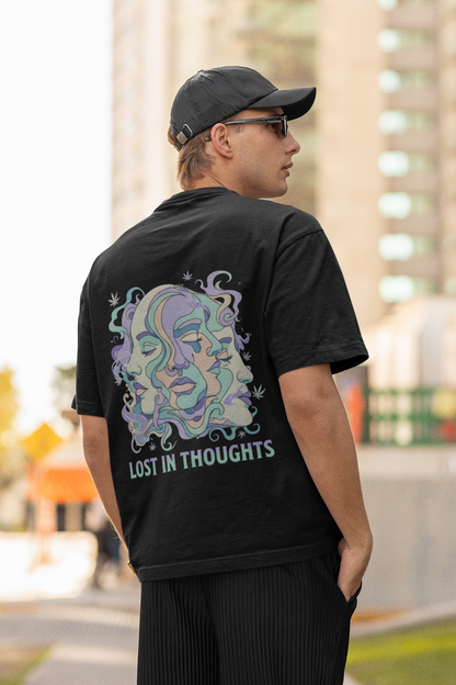 'Lost in Thoughts' Oversized Graphic Tee | Psychedelic Streetwear-Mysoul