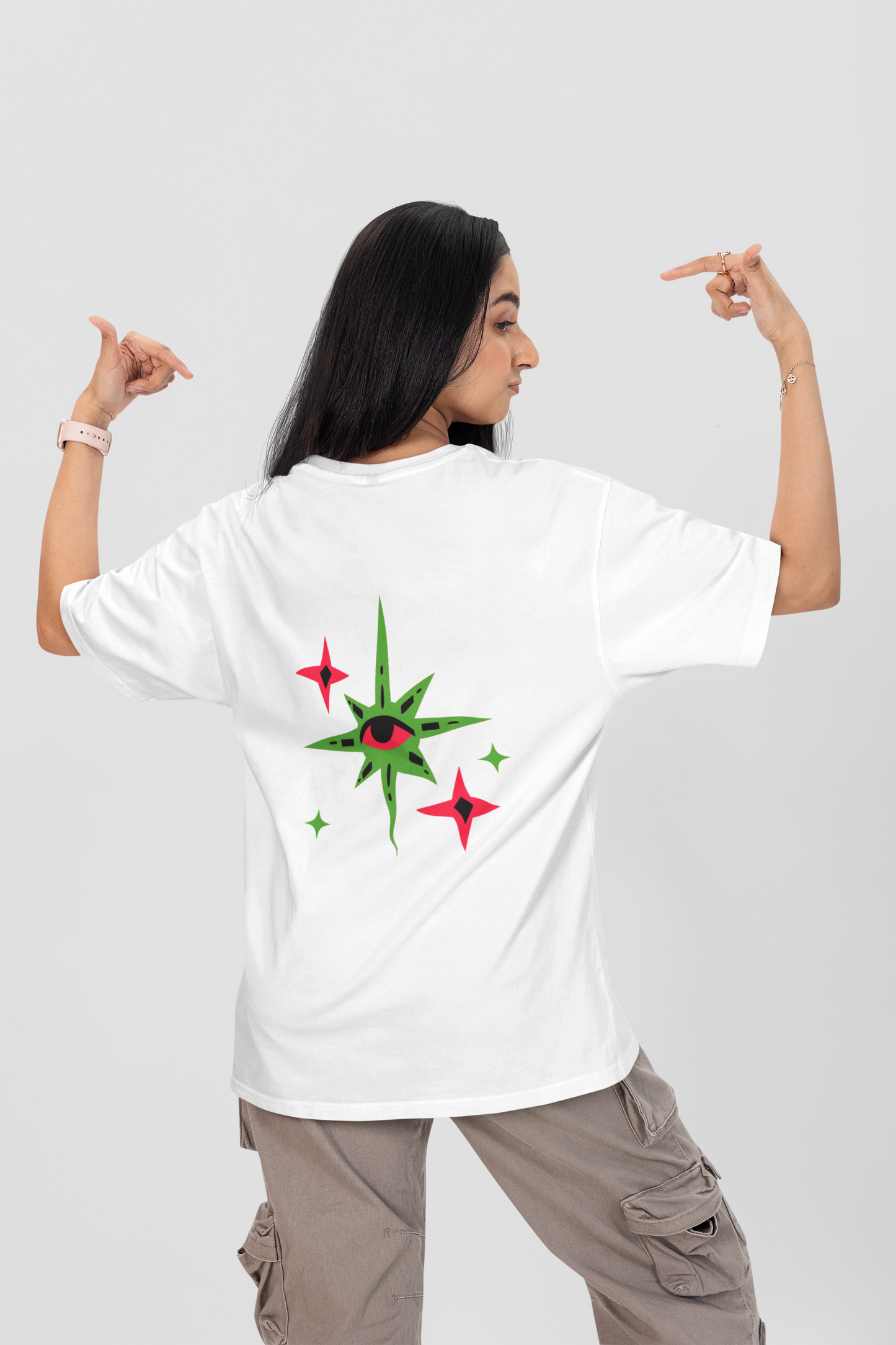 Oversized Black T-Shirt by CANNASEUR | Mystic Star Graphic Back Print-Mysoul