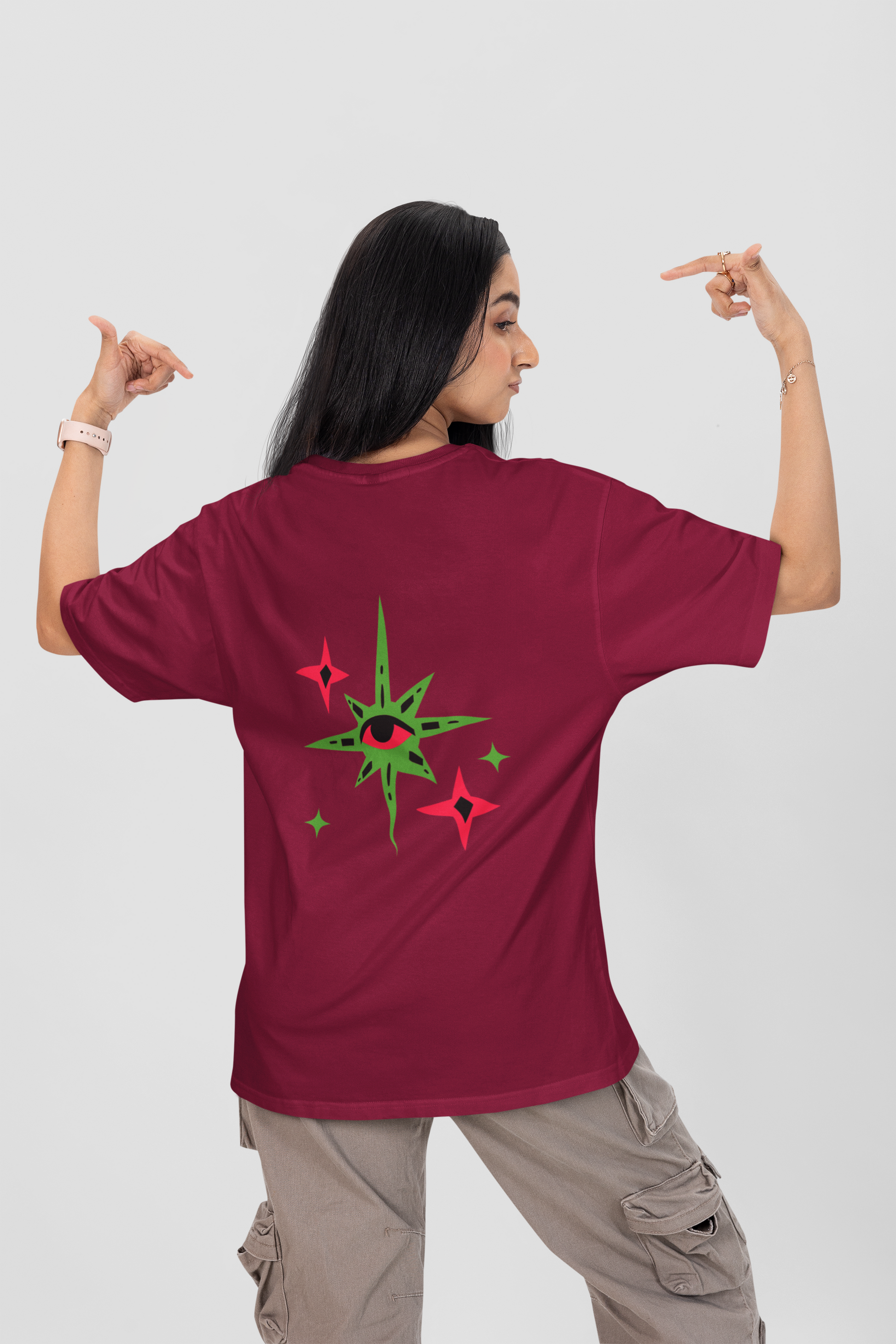 Oversized Black T-Shirt by CANNASEUR | Mystic Star Graphic Back Print-Mysoul