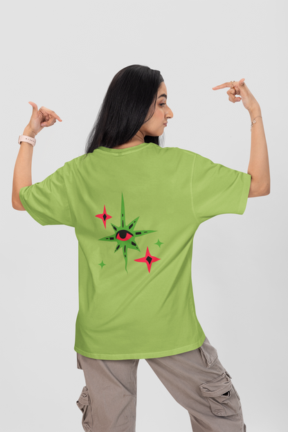 Oversized Black T-Shirt by CANNASEUR | Mystic Star Graphic Back Print-Mysoul