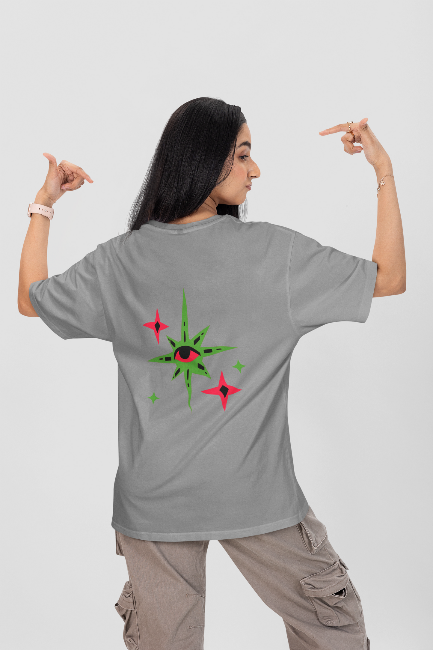 Oversized Black T-Shirt by CANNASEUR | Mystic Star Graphic Back Print-Mysoul