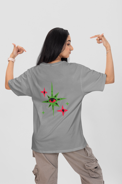 Oversized Black T-Shirt by CANNASEUR | Mystic Star Graphic Back Print-Mysoul
