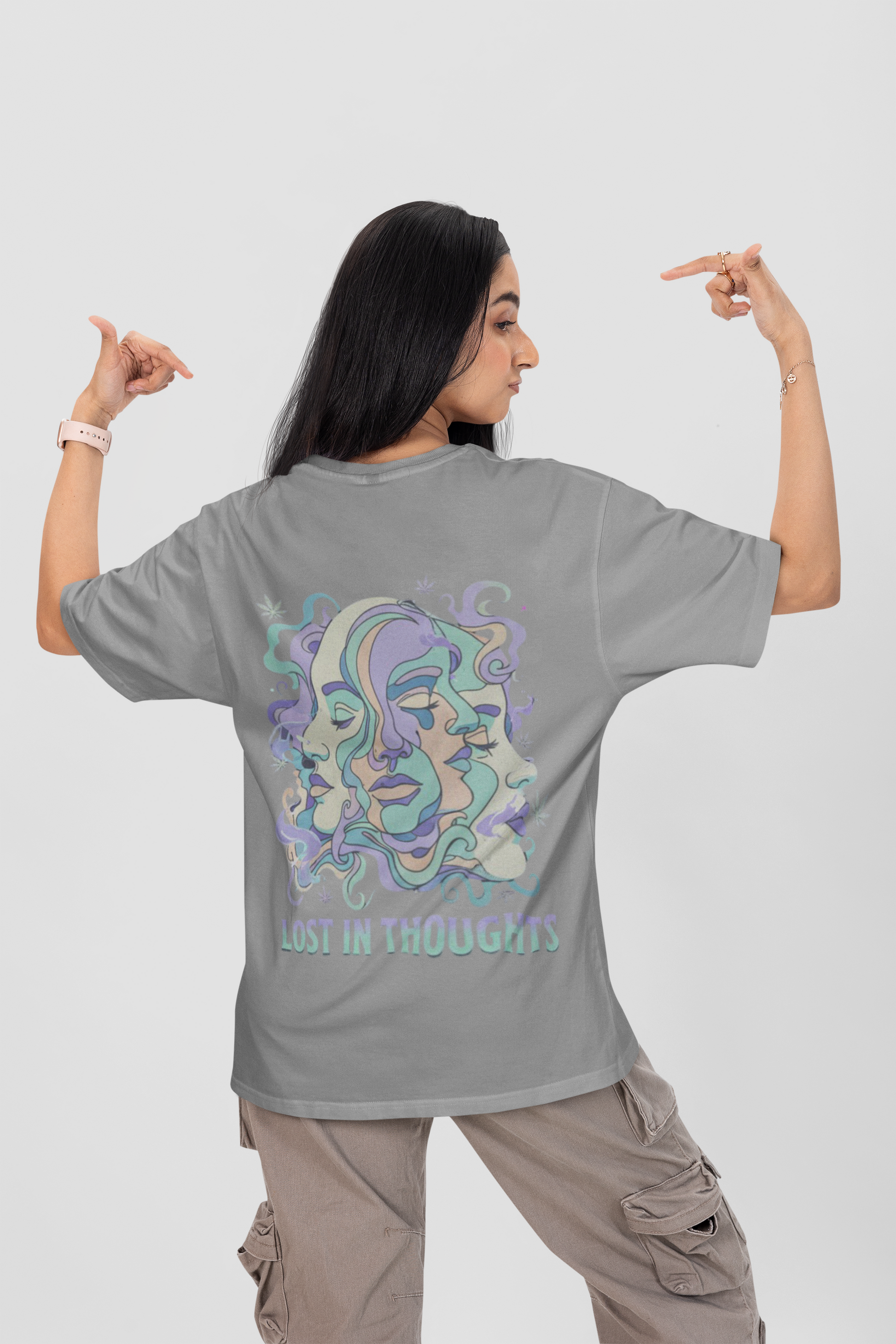 'Lost in Thoughts' Oversized Graphic Tee | Psychedelic Streetwear-Mysoul
