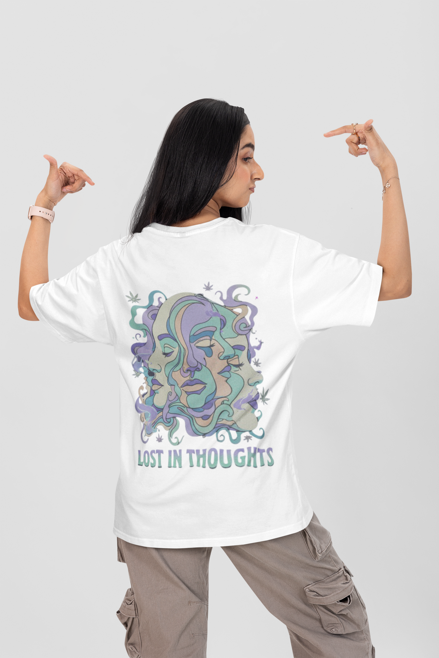 'Lost in Thoughts' Oversized Graphic Tee | Psychedelic Streetwear-Mysoul