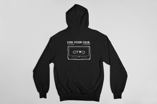 "Find Your Calm" Hoodie | Retro Cassette Graphic Sweatshirt for Mindfulness