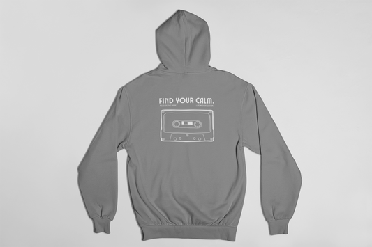"Find Your Calm" Hoodie | Retro Cassette Graphic Sweatshirt for Mindfulness