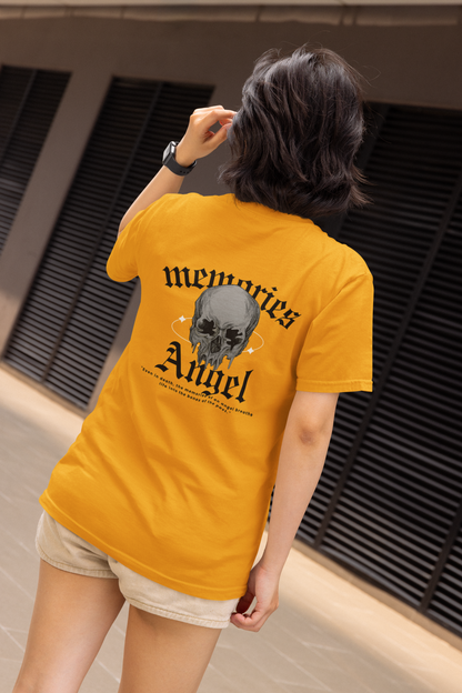 Memories Angel T-Shirt for Men | Gothic Skull Print | Trendy Streetwear Polyester Half Sleeve Round Neck Tee