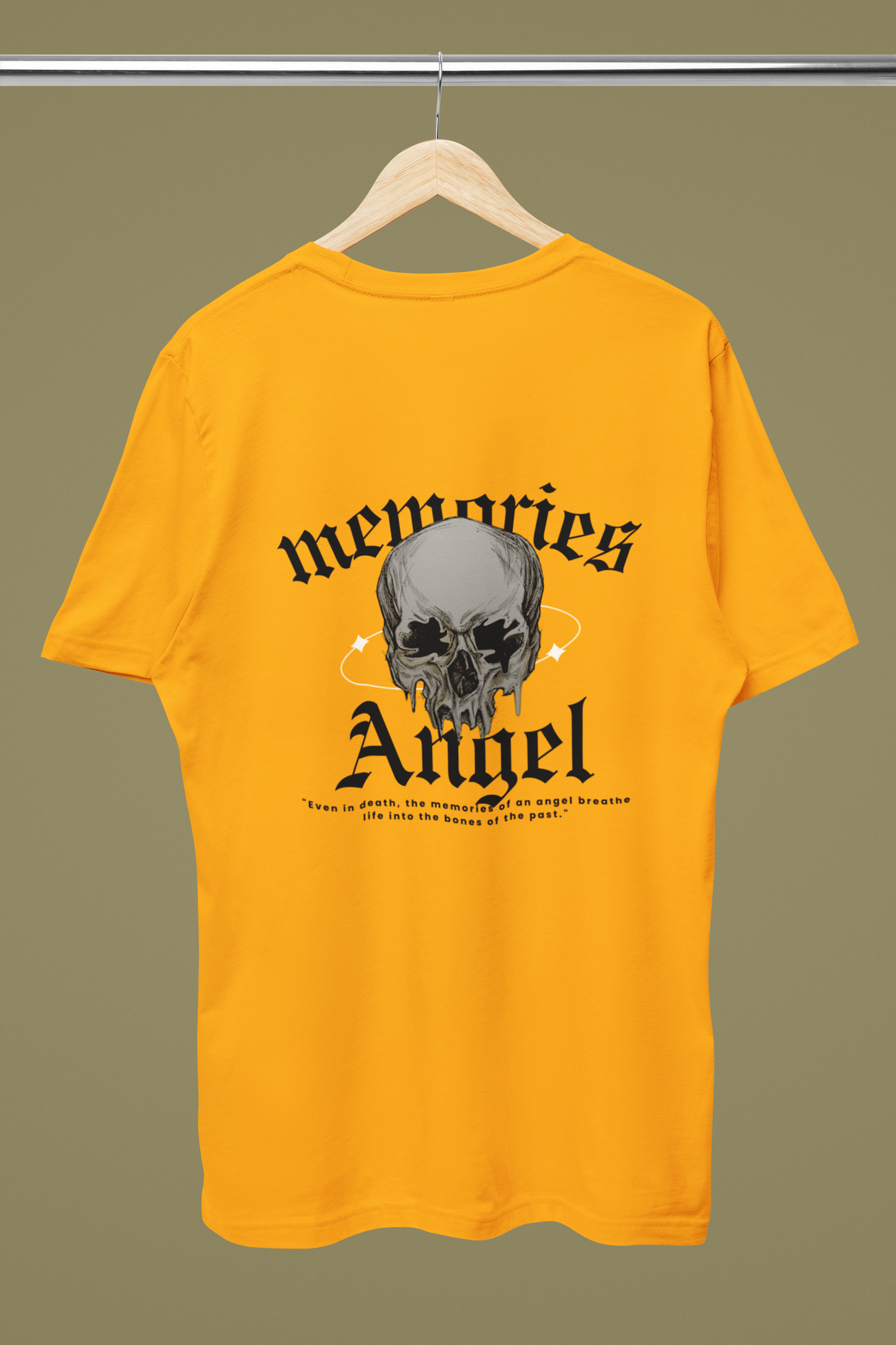 Memories Angel T-Shirt for Men | Gothic Skull Print | Trendy Streetwear Polyester Half Sleeve Round Neck Tee
