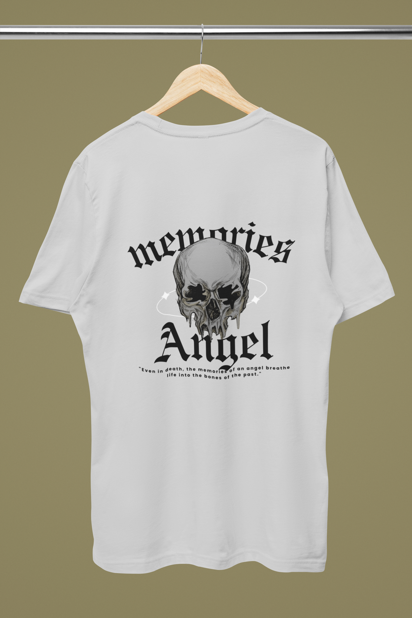 Memories Angel T-Shirt for Men | Gothic Skull Print | Trendy Streetwear Polyester Half Sleeve Round Neck Tee