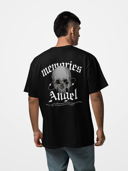 Memories Angel T-Shirt for Men | Gothic Skull Print | Trendy Streetwear Polyester Half Sleeve Round Neck Tee