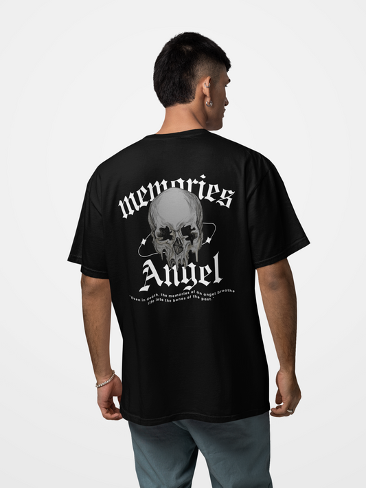 Memories Angel T-Shirt for Men | Gothic Skull Print | Trendy Streetwear Polyester Half Sleeve Round Neck Tee