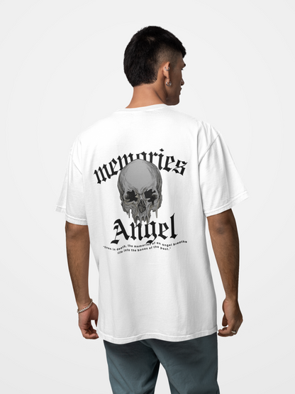 Memories Angel T-Shirt for Men | Gothic Skull Print | Trendy Streetwear Polyester Half Sleeve Round Neck Tee
