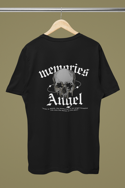 Memories Angel T-Shirt for Men | Gothic Skull Print | Trendy Streetwear Polyester Half Sleeve Round Neck Tee