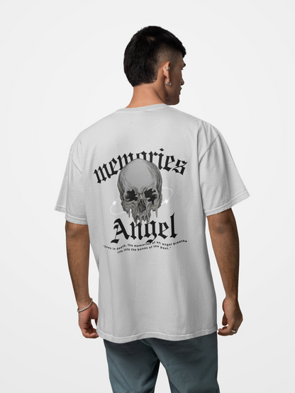 Memories Angel T-Shirt for Men | Gothic Skull Print | Trendy Streetwear Polyester Half Sleeve Round Neck Tee