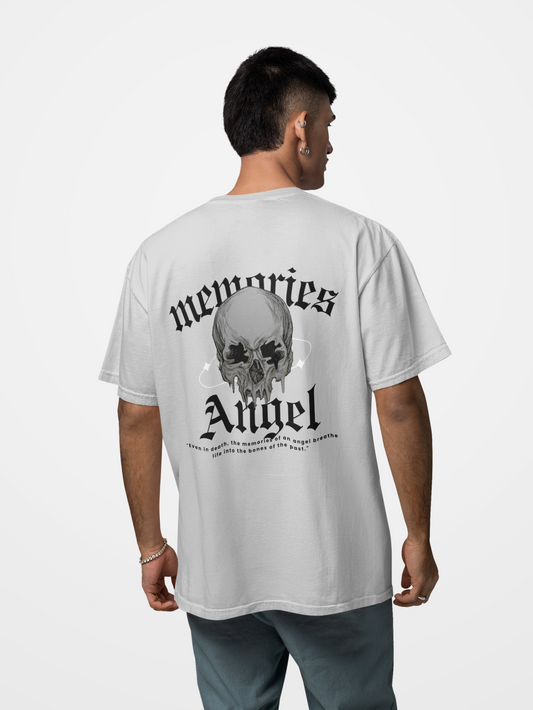 Memories Angel T-Shirt for Men | Gothic Skull Print | Trendy Streetwear Polyester Half Sleeve Round Neck Tee