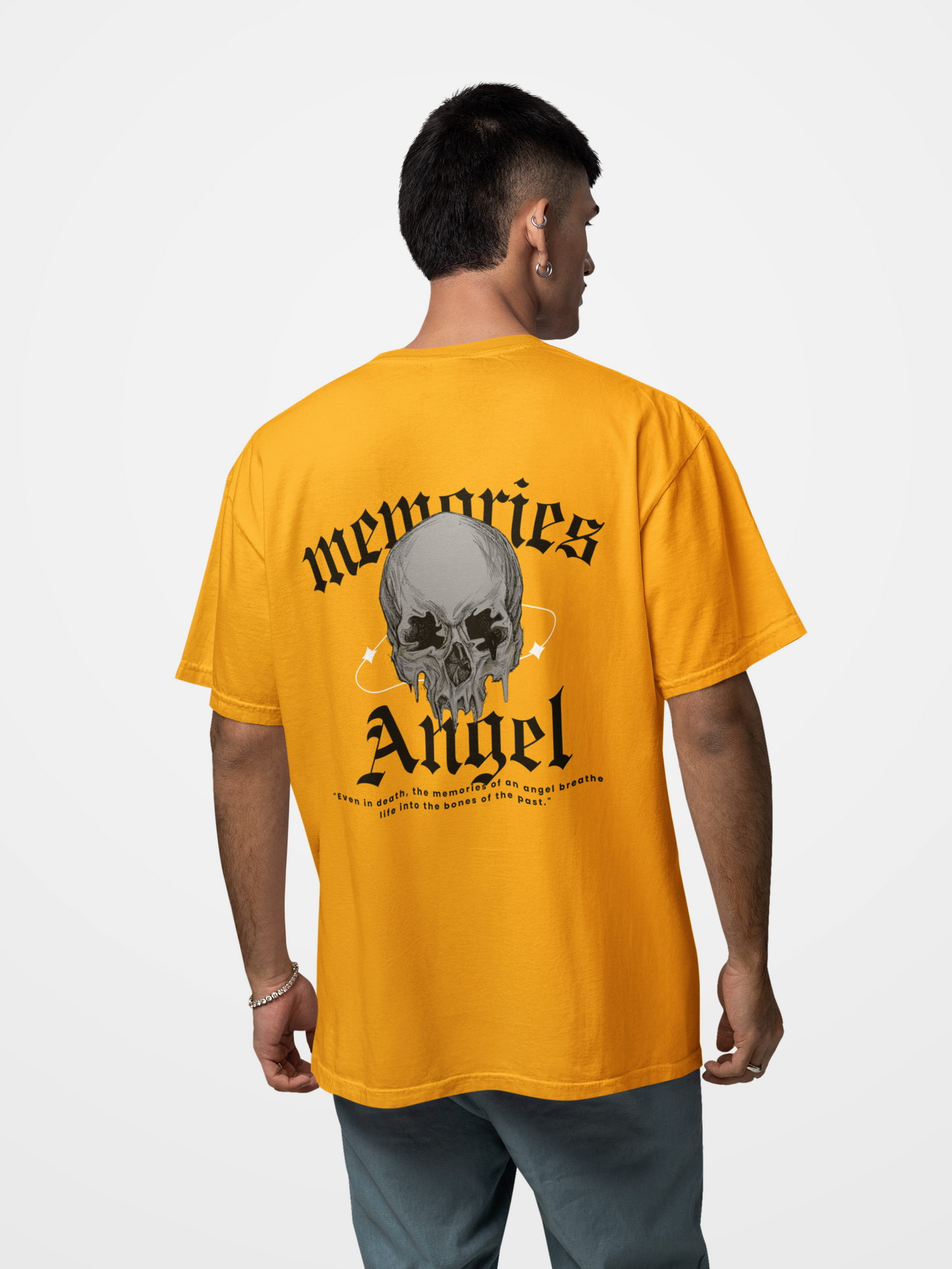 Memories Angel T-Shirt for Men | Gothic Skull Print | Trendy Streetwear Polyester Half Sleeve Round Neck Tee