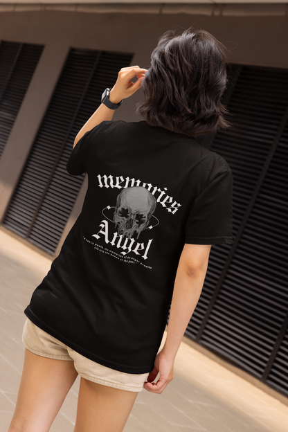 Memories Angel T-Shirt for Men | Gothic Skull Print | Trendy Streetwear Polyester Half Sleeve Round Neck Tee