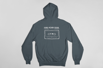 "Find Your Calm" Hoodie | Retro Cassette Graphic Sweatshirt for Mindfulness